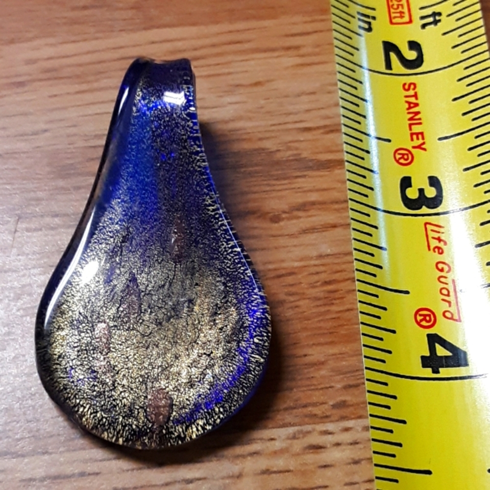 2/$25 Purple Gold Copper Glass Teardrop Necklace Pendant